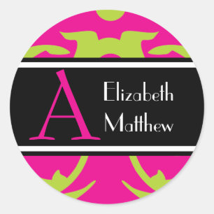 Heet Roze Pas Laatste en Voornaam Sticker aan