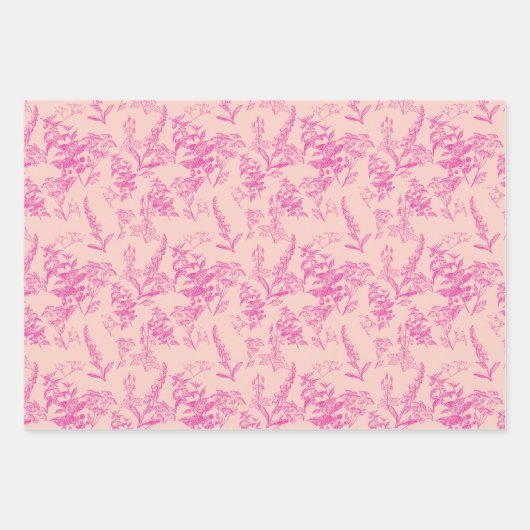 Heet Roze & Pastel Roze Bright Wildflower Inpakpapier Vel (Voorkant)