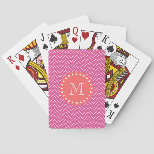 Heet Roze Patroon | van de Chevron het Monogram Speelkaarten (Achterkant)