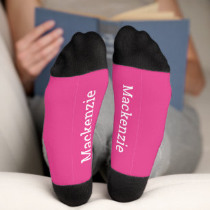 Heet Roze Persoonlijke Naam Monogram Onderkant Sokken