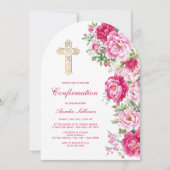 Heet Roze Pioenrozen Boog Bevestiging Kaart (Voorkant)