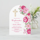 Heet Roze Pioenrozen Boog Bevestiging Kaart (Staand voorkant)