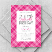 Heet Roze Plaid Meisjes Verjaardag Kaart