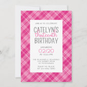 Heet Roze Plaid Meisjes Verjaardag Kaart (Voorkant)