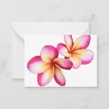 Heet Roze Plumeria Blooms Flat Note Kaart