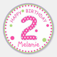 Heet Roze Polka Dot Gelukkige Verjaardag Nummer 2