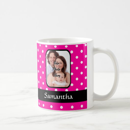 Heet roze polka dot patroon koffiemok (Rechts)