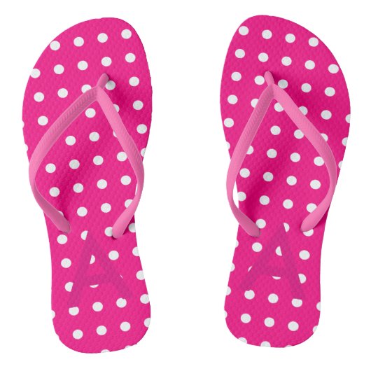 Heet roze polka stippenpatroon teenslippers (Voetbed)