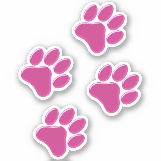 Heet Roze Puffy Look 4 Paws Vinyl Stickers (Voorkant)