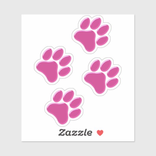 Heet Roze Puffy Look 4 Paws Vinyl Stickers (Vel)