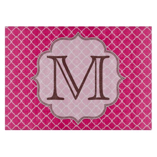 Heet Roze Quarterfoil Latti Glas Snijplank (Voorkant)