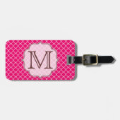 Heet Roze Quarterfoil Latti Monogram Bagagelabel (Voorkant horizontaal)