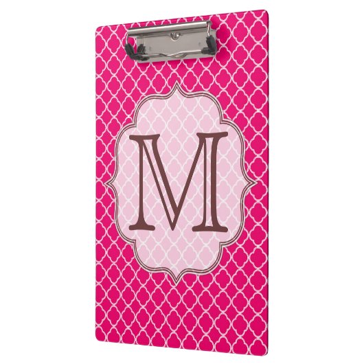 Heet Roze Quarterfoil Latti Monogram Clip Board Klembord (Links)