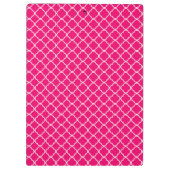 Heet Roze Quarterfoil Latti Monogram Clip Board Klembord (Achterkant)