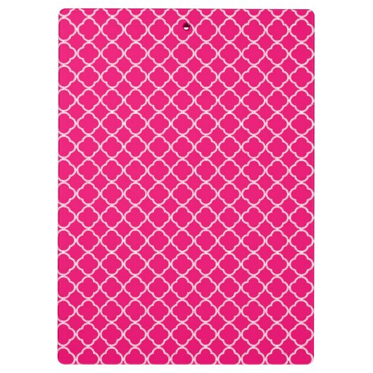 Heet Roze Quarterfoil Latti Monogram Clip Board Klembord (Achterkant)