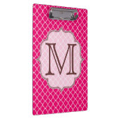 Heet Roze Quarterfoil Latti Monogram Clip Board Klembord (Rechts)