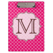 Heet Roze Quarterfoil Latti Monogram Clip Board Klembord (Voorkant)