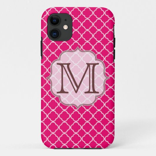 Heet Roze Quarterfoil Latti Monogram IPHONE 5 Hoes (Achterkant)