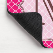 Heet Roze Quarterfoil Latti Monogram Muismat (Hoek)