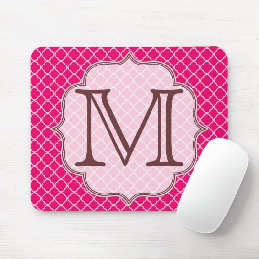 Heet Roze Quarterfoil Latti Monogram Muismat (Met muis)