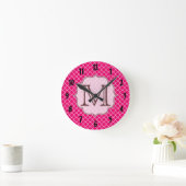 Heet Roze Quarterfoil Latti Monogram Wandklok (Huis)
