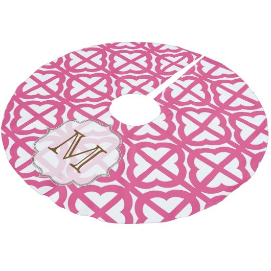 Heet Roze Quarterfoil Monogram Initiaal Tree Rok Kerstboom Rok (Gekanteld)