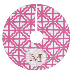 Heet Roze Quarterfoil Monogram Initiaal Tree Rok Kerstboom Rok