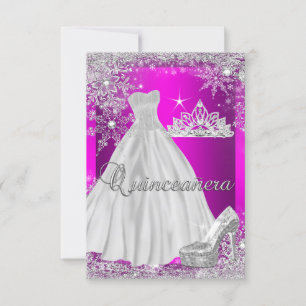 Heet Roze Quinceanera 15e Verjaardagsfeest Kaart
