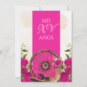 Heet Roze Quinceañera Charro Western Roos Bloemen Kaart (Achterkant)