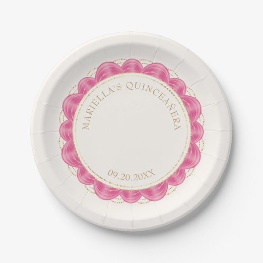 Heet Roze Quinceanera Papieren Bordje (Voorkant)