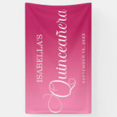 Heet Roze Quinceañera Verjaardag Elegant Script Spandoek (Verticaal)