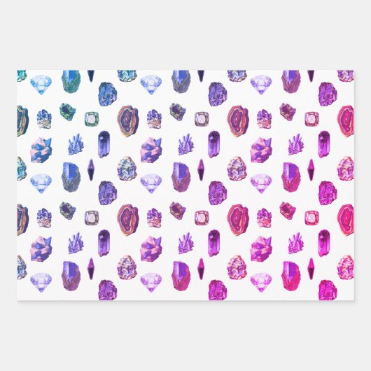 Heet Roze & Regenboog kristallen en Pareltjes Inpakpapier Vel (Voorkant 2)