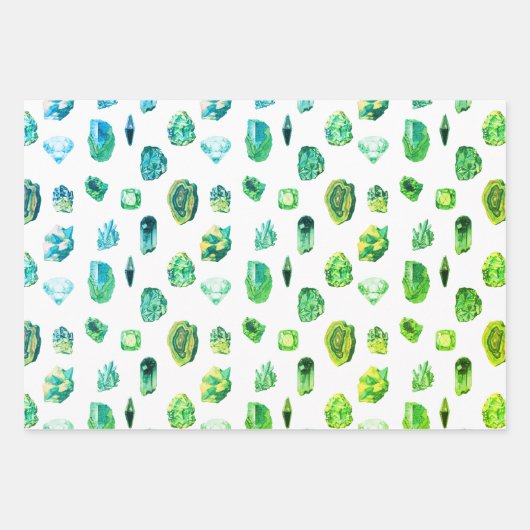 Heet Roze & Regenboog  kristallen en Pareltjes Inpakpapier Vel (Voorkant)