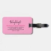 Heet Roze Reiziger Initiële Naam Monogram Bagagelabel (Achterkant horizontaal)
