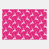 Heet Roze Rendieren, Kerstbomen en Hulst Inpakpapier Vel (Voorkant 3)