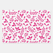 Heet Roze Rendieren, Kerstbomen en Hulst Inpakpapier Vel (Voorkant 2)