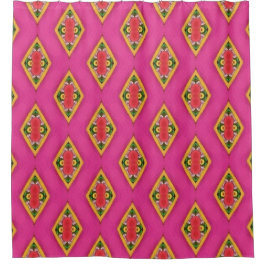 Heet Roze Retro Diamant Douchegordijn
