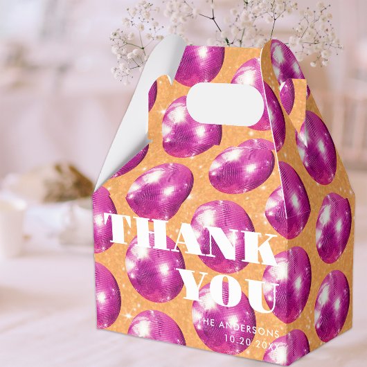 Heet Roze Retro Disco Ballen Bruiloft Dank Je Bedankdoosjes