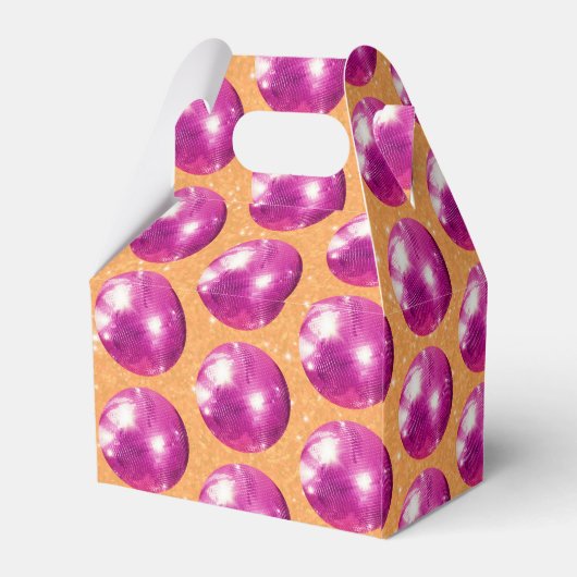 Heet Roze Retro Disco Ballen Bruiloft Dank u Bedankdoosjes (Achterkant)