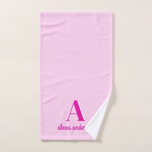 Heet Roze Retro Dolly Monogram Bad Handdoek (Handdoek)