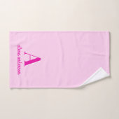 Heet Roze Retro Dolly Monogram Bad Handdoek (Handdoek)