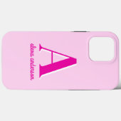 Heet Roze Retro Dolly Monogram Case-Mate iPhone Case (Achterkant (horizontaal))