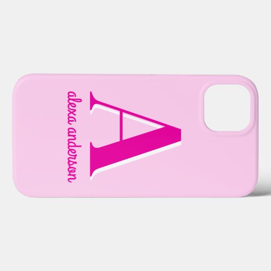 Heet Roze Retro Dolly Monogram Case-Mate iPhone Case (Achterkant (horizontaal))