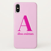 Heet Roze Retro Dolly Monogram Case-Mate iPhone Case (Achterkant)
