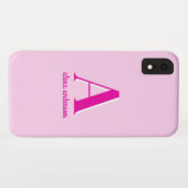 Heet Roze Retro Dolly Monogram Case-Mate iPhone Case (Achterkant (horizontaal))