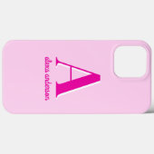 Heet Roze Retro Dolly Monogram Case-Mate iPhone Case (Achterkant (horizontaal))