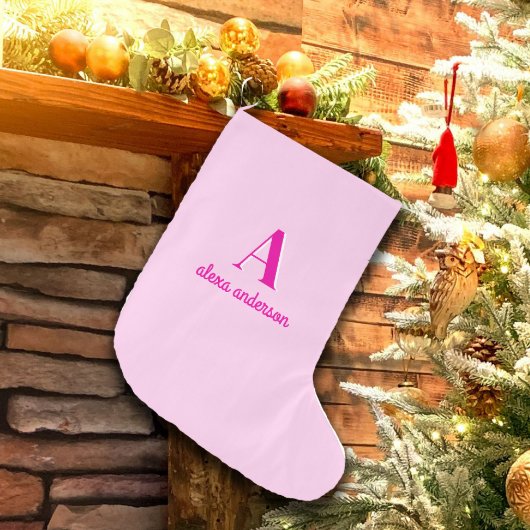 Heet Roze Retro Dolly Monogram Kleine Kerstsok