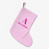 Heet Roze Retro Dolly Monogram Kleine Kerstsok (Voorkant (Hangend))