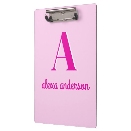 Heet Roze Retro Dolly Monogram Klembord (Links)