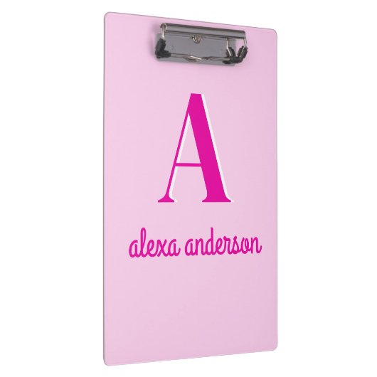 Heet Roze Retro Dolly Monogram Klembord (Rechts)